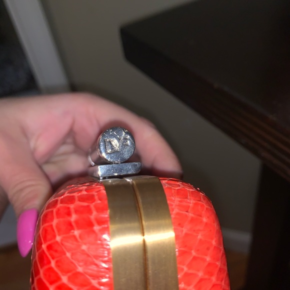 DVF Tonda orange hibiscus snakeskin clutch bag - Picture 4 of 11